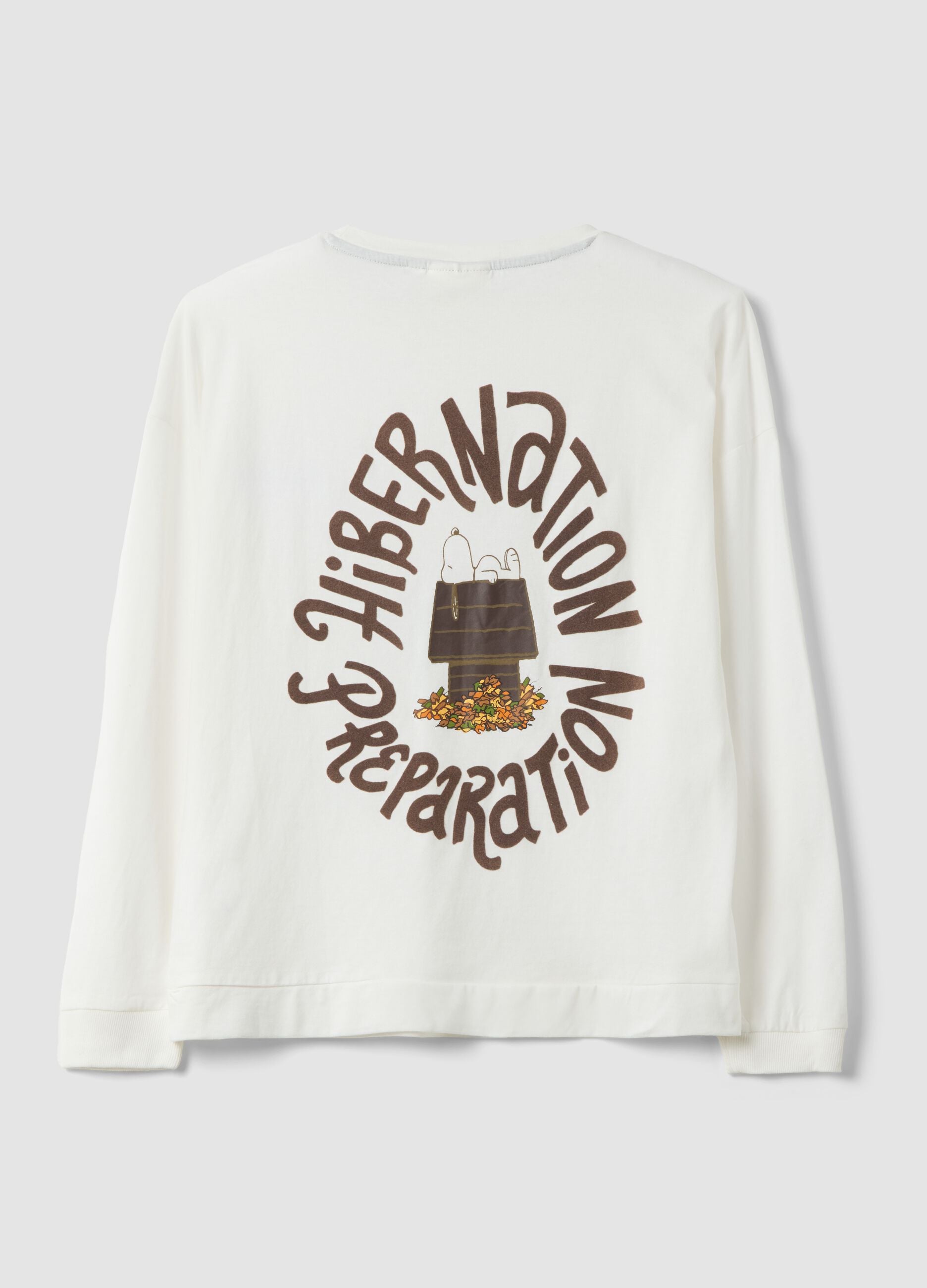 White pure cotton Peanuts print pyjama top