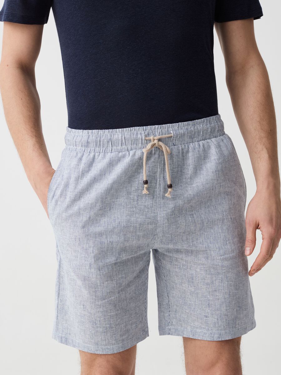 Pyjama shorts in linen and cotton_1