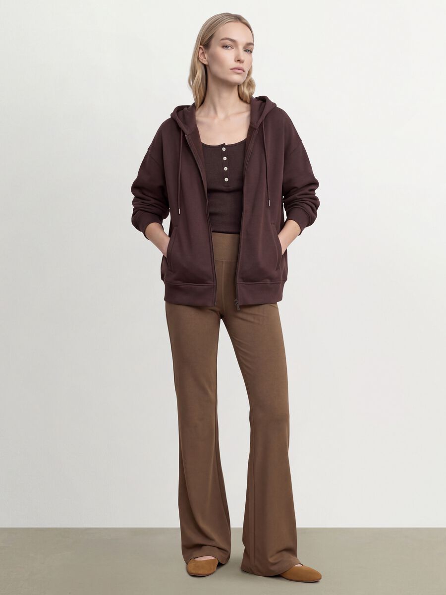 Braune Flare-Fit-Leggings aus elastischem Viskose-Jersey_0