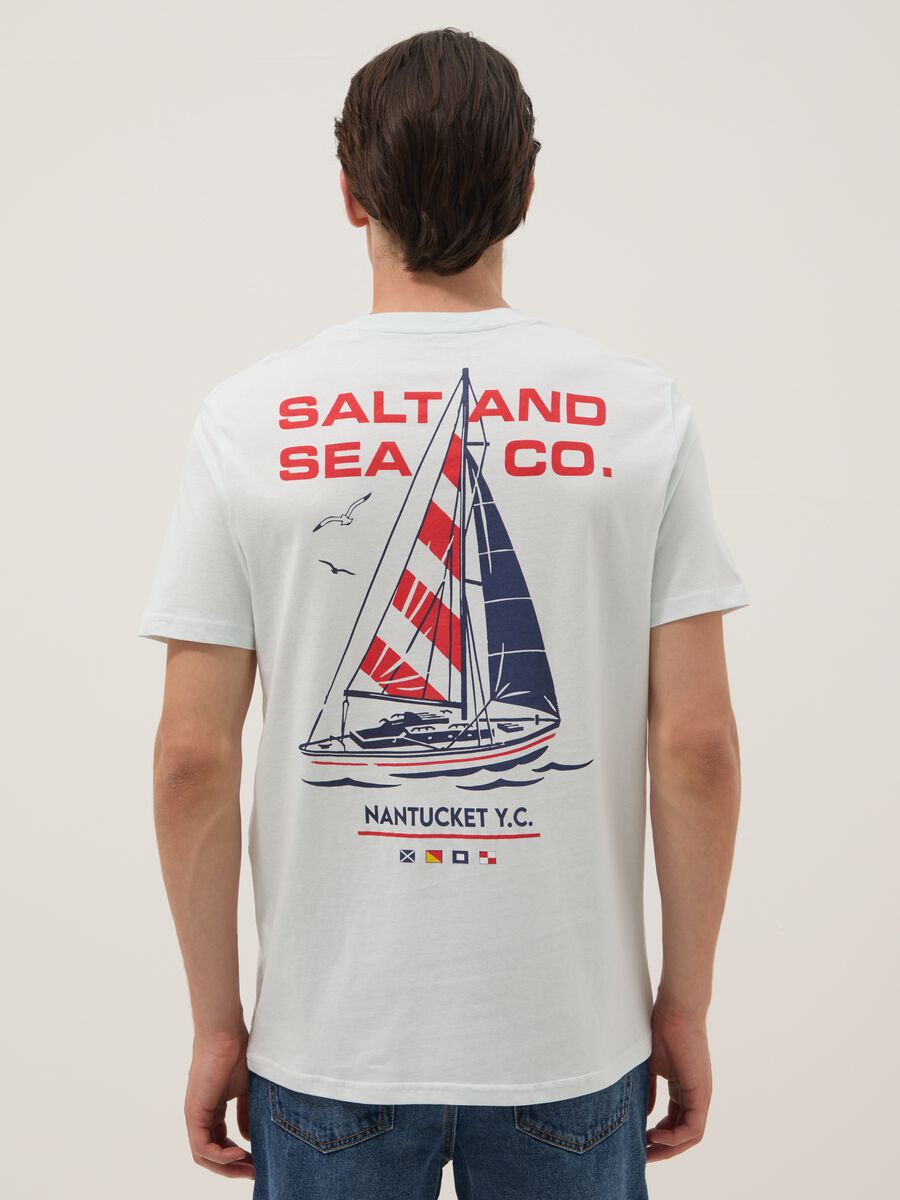 Hellblaues T-Shirt aus reiner Baumwolle mit Frontprint_2