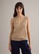 Beige cotton blend regular fit V-neck tank top_2