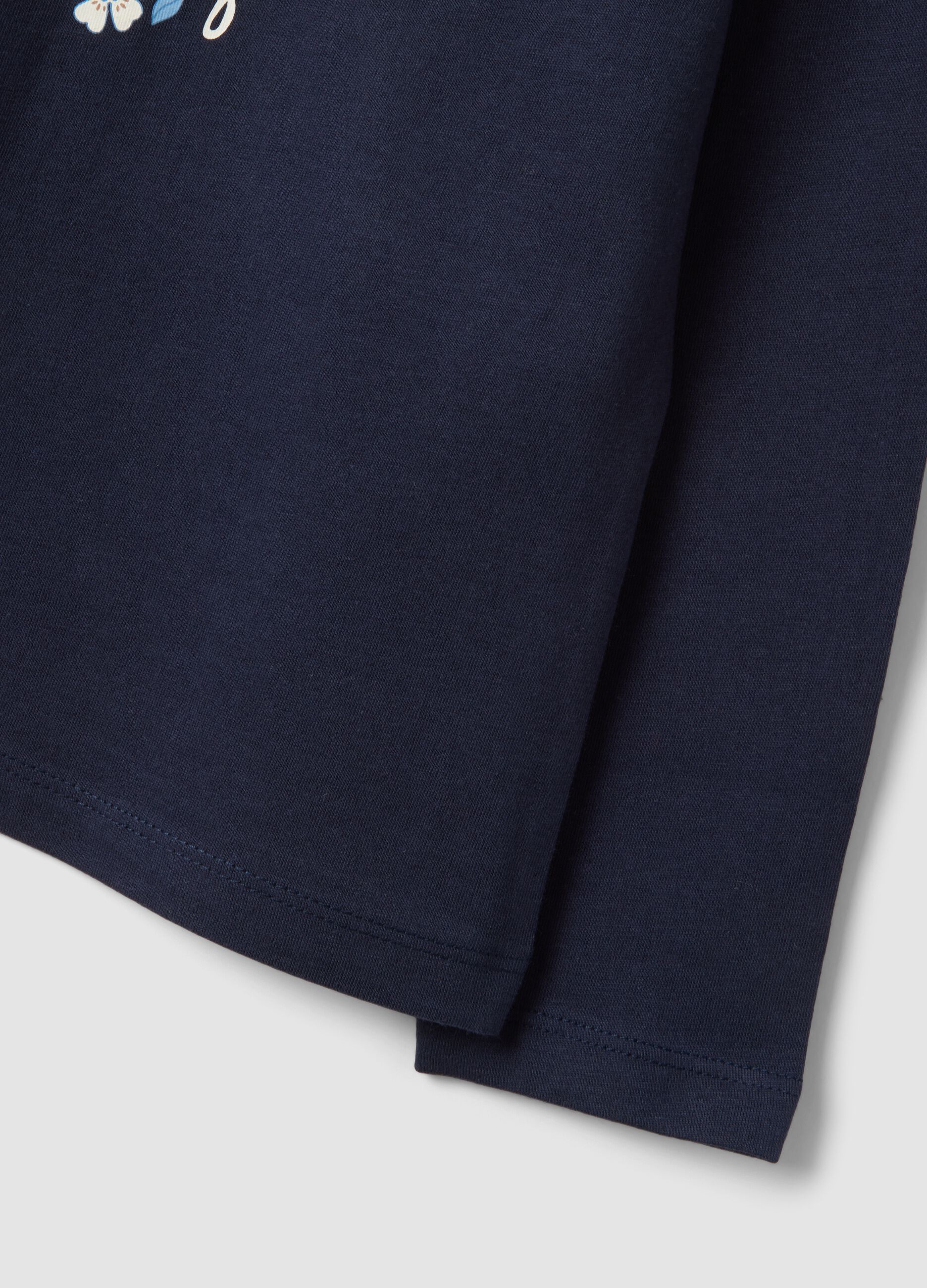 Blue organic cotton crew-neck T-shirt