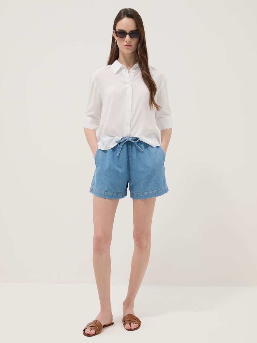 Short vaquero azul claro de algod&oacute;n puro_0