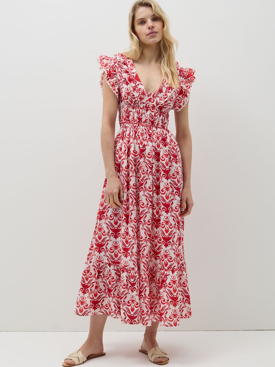 Positano summer dress with print and flounce_0