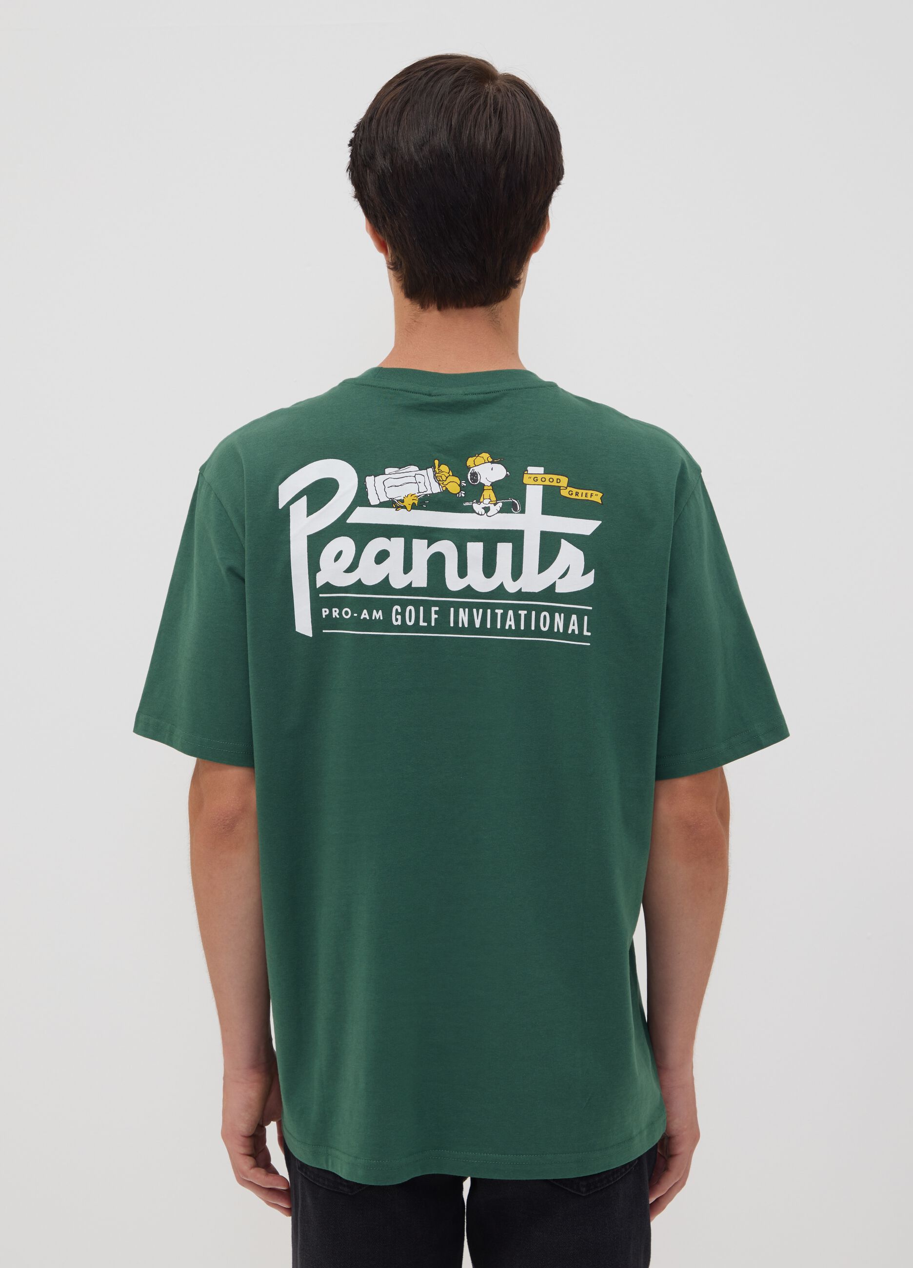 Green pure cotton Peanuts print T-shirt, relaxed fit