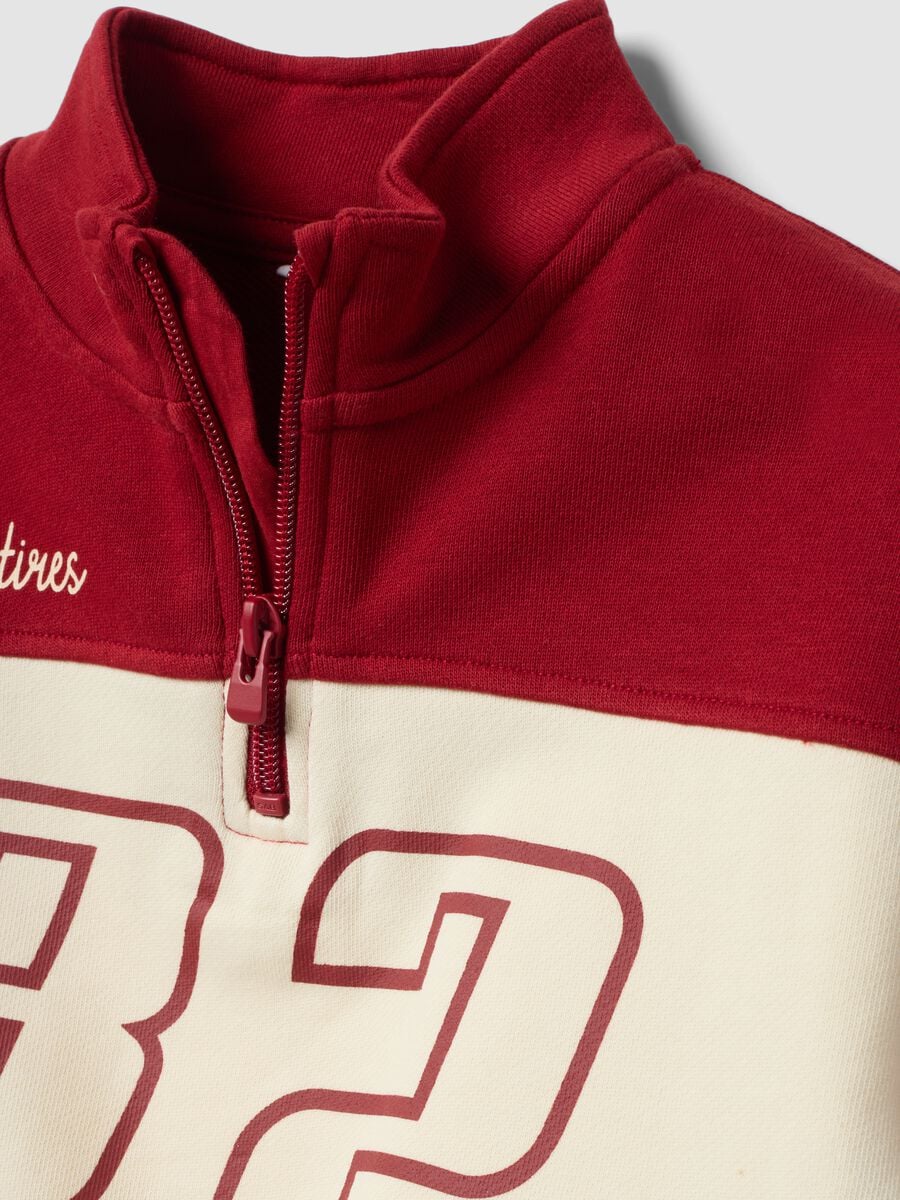 Crveni komplet od čistog pamuka s half-zip ovratnikom za dječaka_2