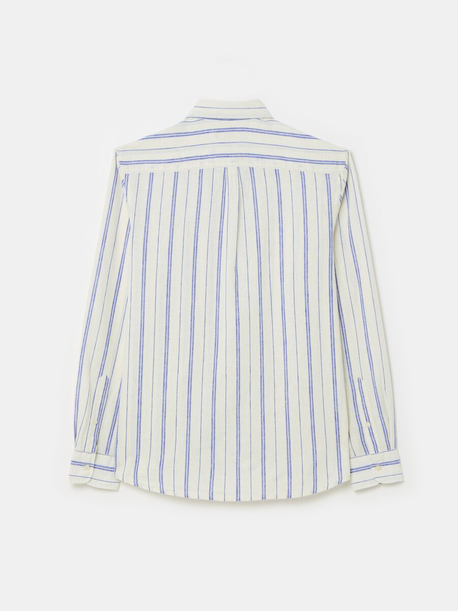 Camicia regular fit in lino e cotone a righe_4