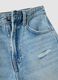 Azurblau Denim reine Baumwollshorts mit geradem Schnitt_5