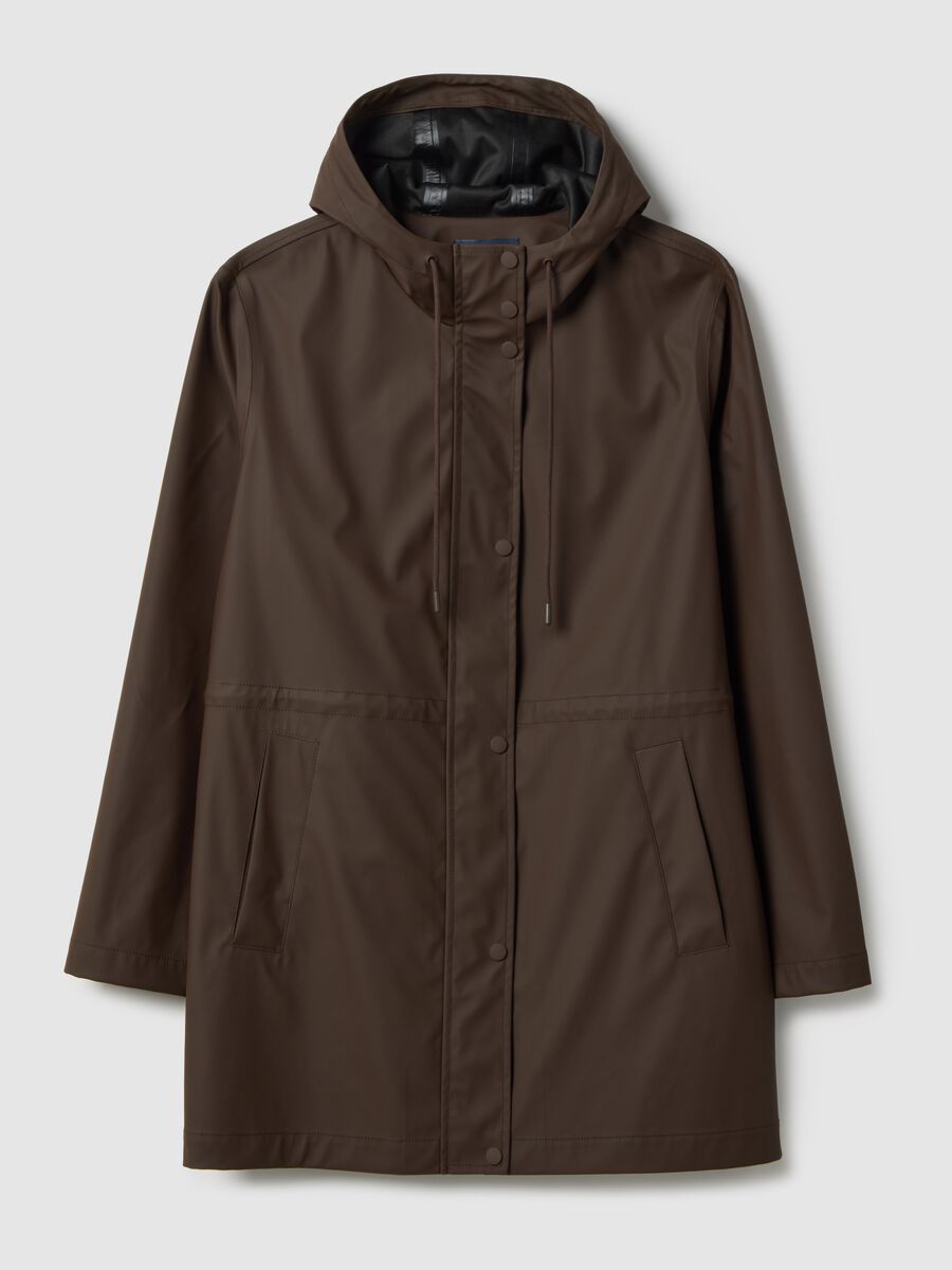 Brown rain jacket regular fit with hood_4