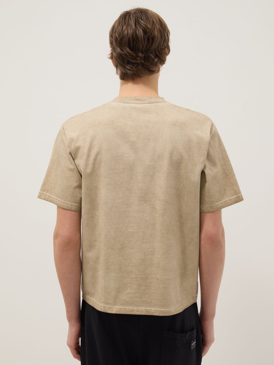 Beige pure cotton regular fit t-shirt with pocket_3