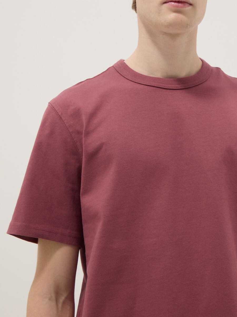 Regular fit red pure cotton short sleeve t-shirt_3
