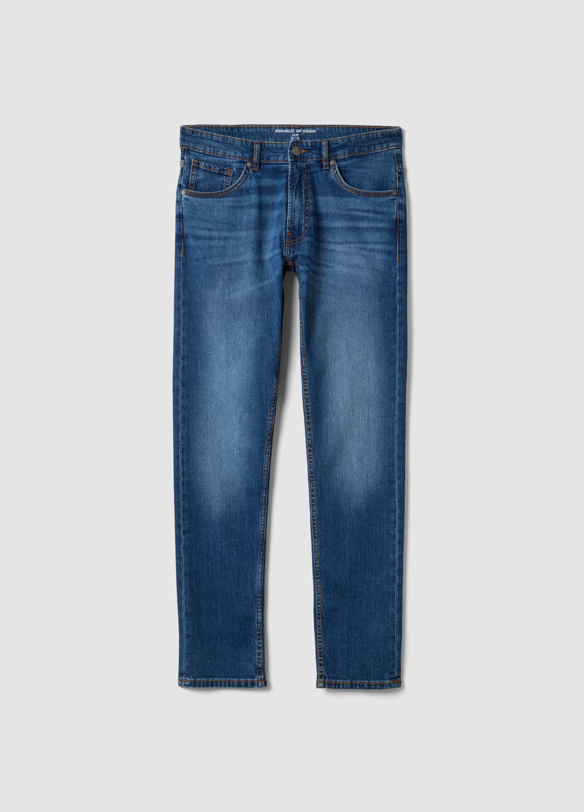 Slim Fit Blue Stretch Cotton Jeans