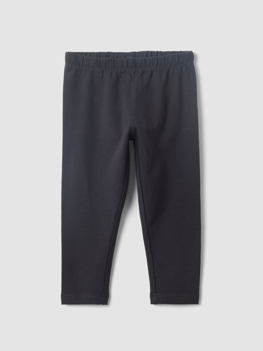 Crne slim-fit tajice od mje&scaron;avine organskog pamuka za djevojčice_0