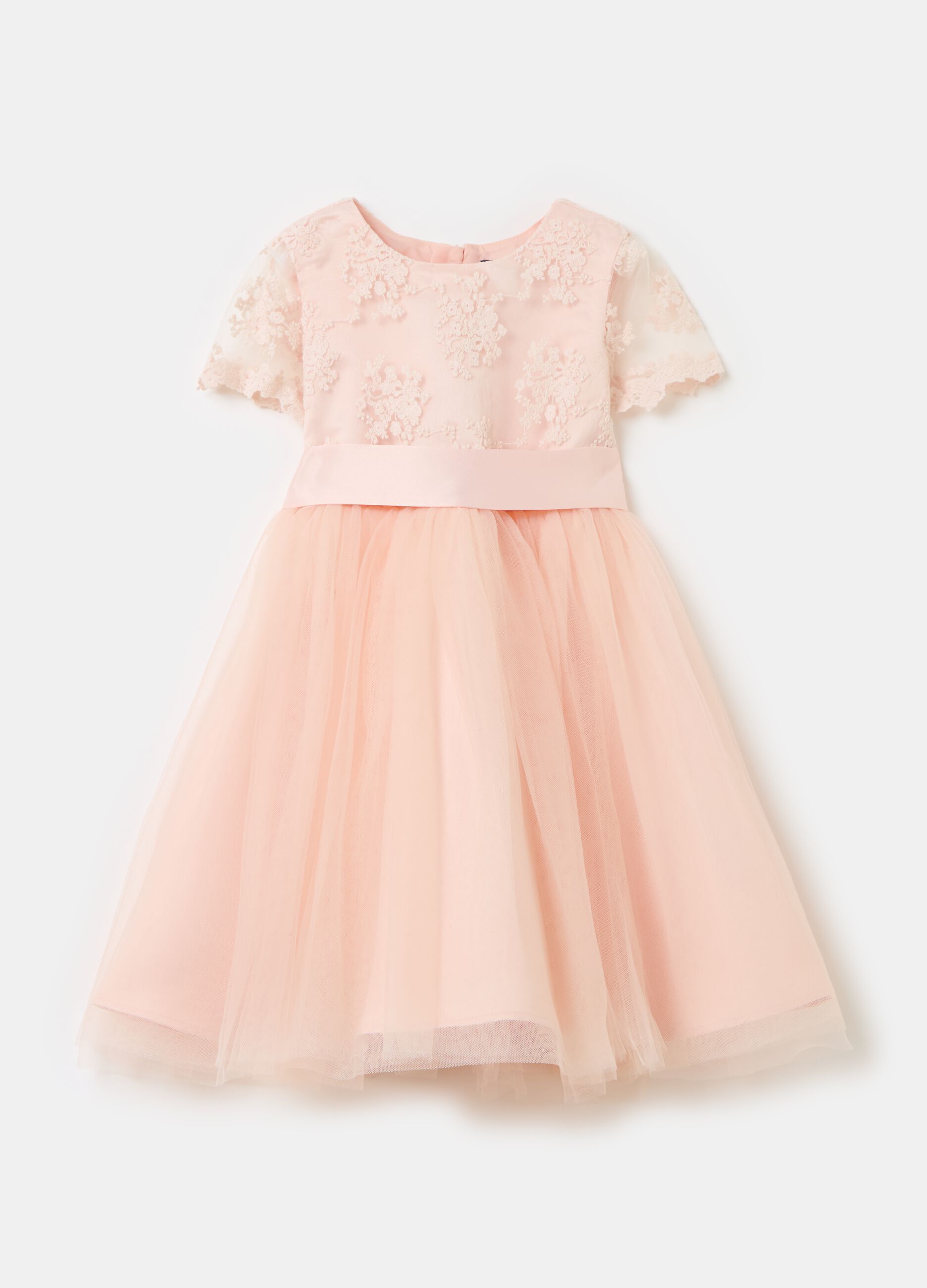 Tulle dress with lace inserts