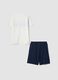 Kurzer blauer Kinderpyjama aus reiner Bio-Baumwolle, Regular Fit_1