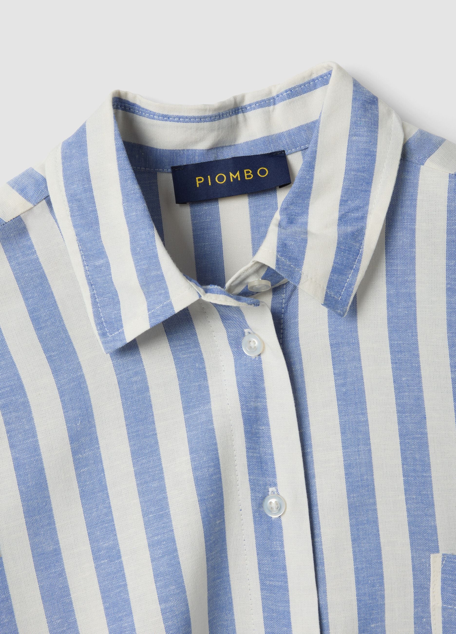 Multicolour striped viscose and linen-blend oversized shirt