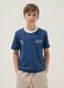 Boys' blue pure cotton T-shirt, relaxed fit with white collar_0