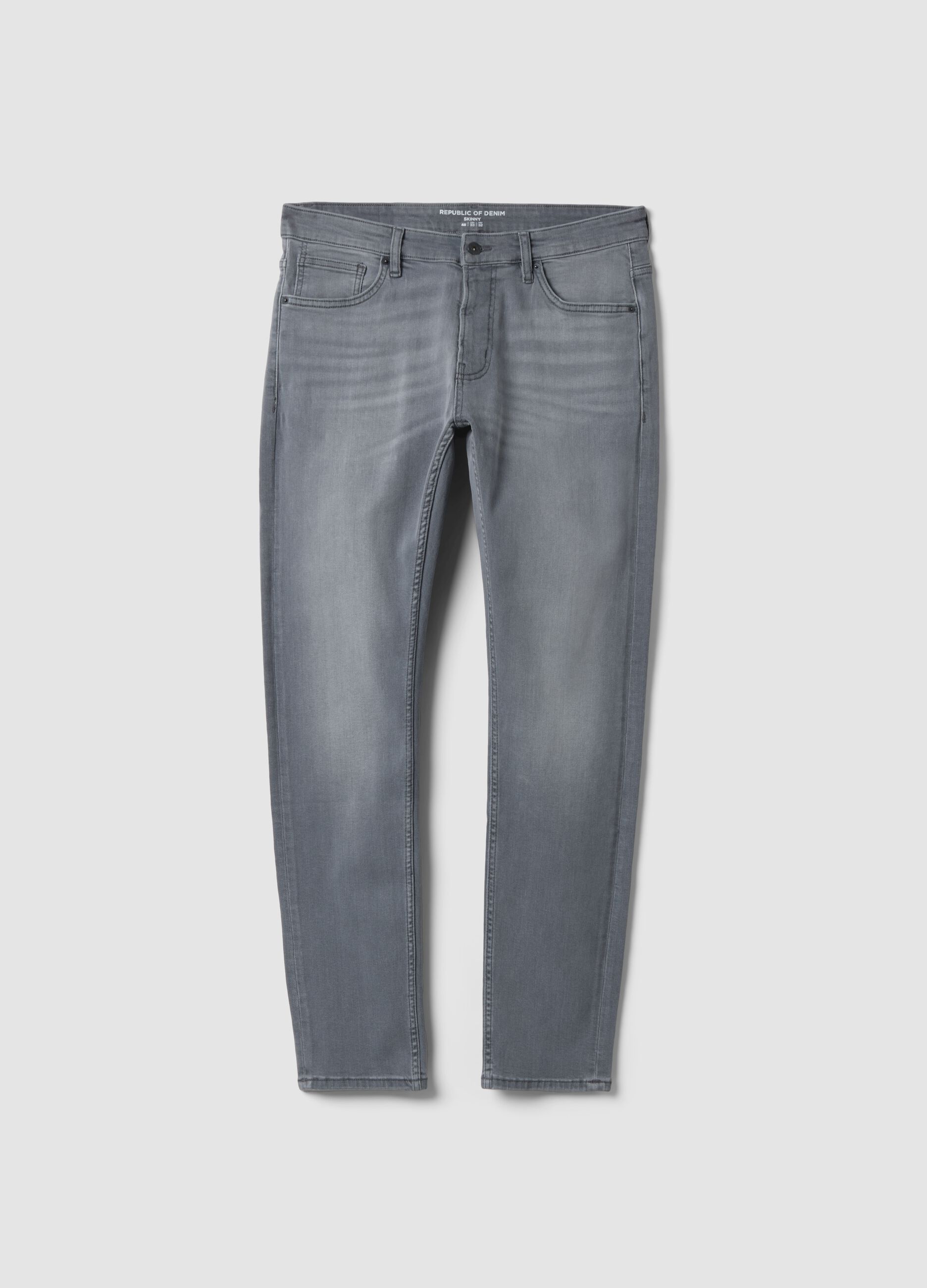 Graue Skinny-Fit-Jeans aus Stretch-Baumwolle