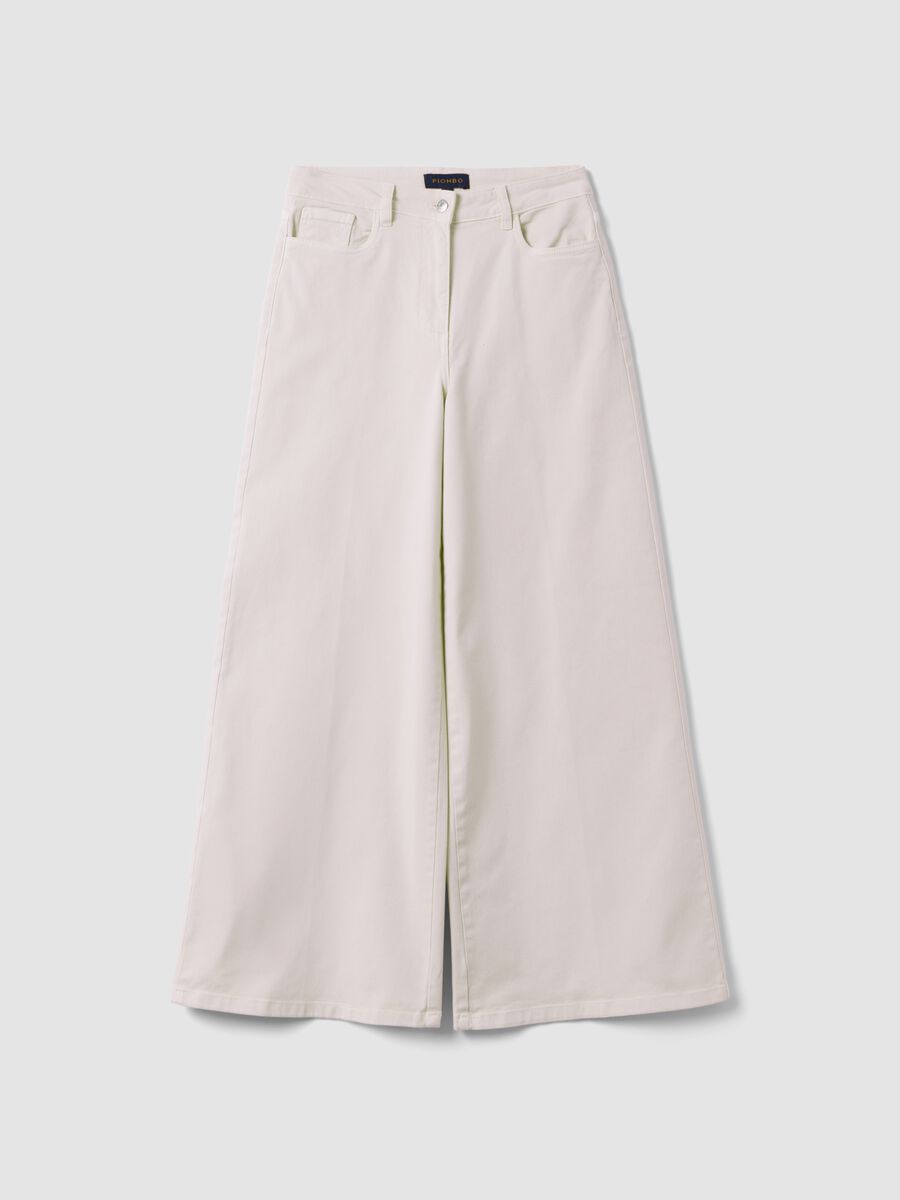 White stretch cotton wide-leg trousers_4