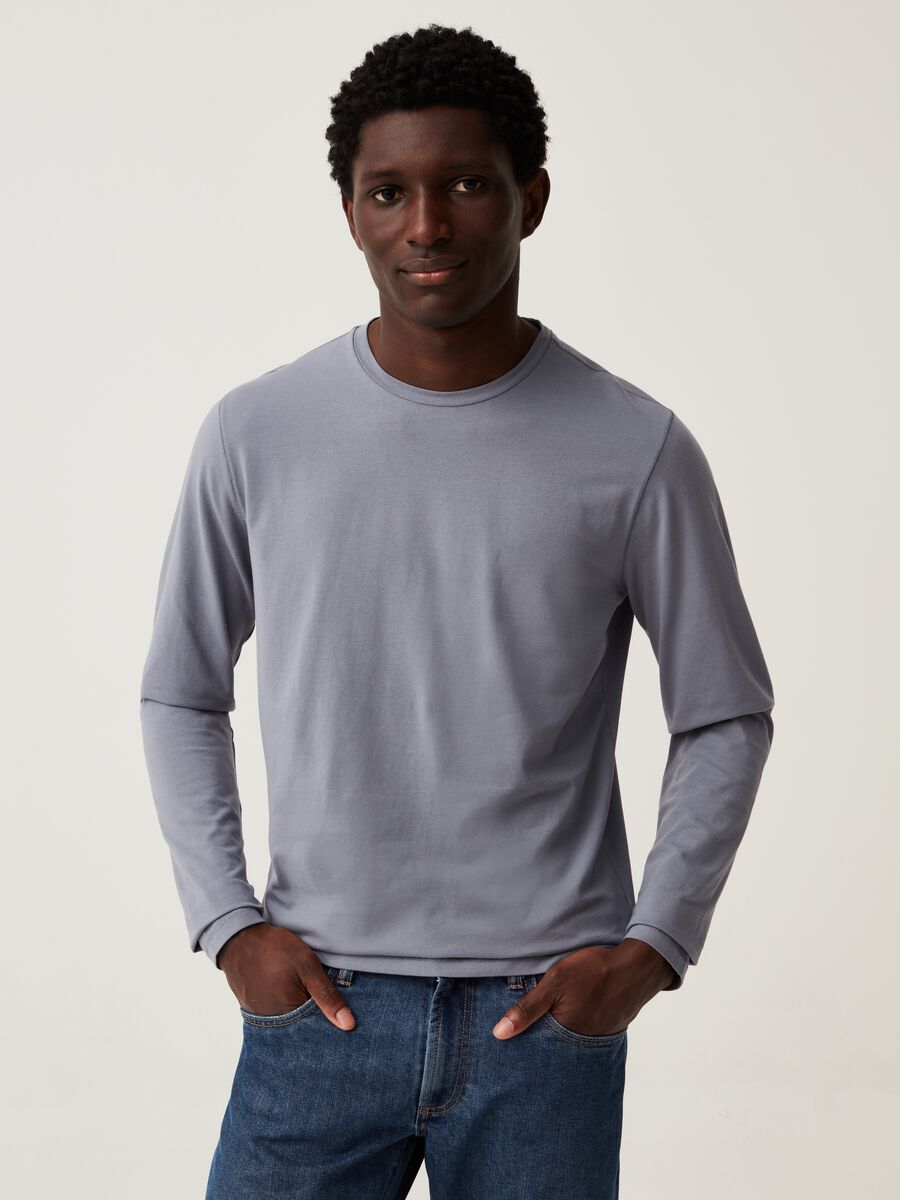 Long-sleeved T-shirt in stretch jersey_0