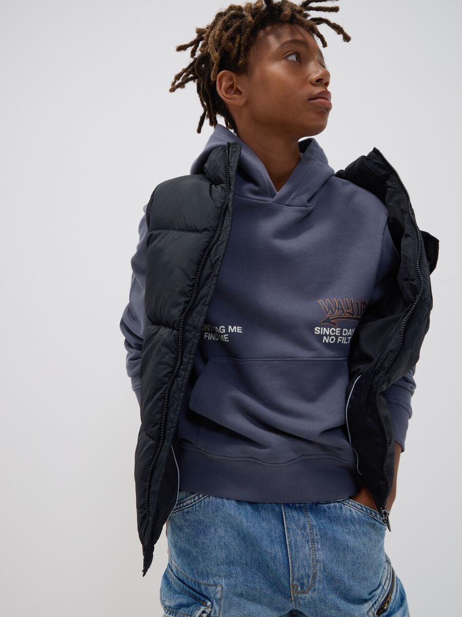 Sweat &agrave; capuche gris oversize en pur coton pour gar&ccedil;on_0