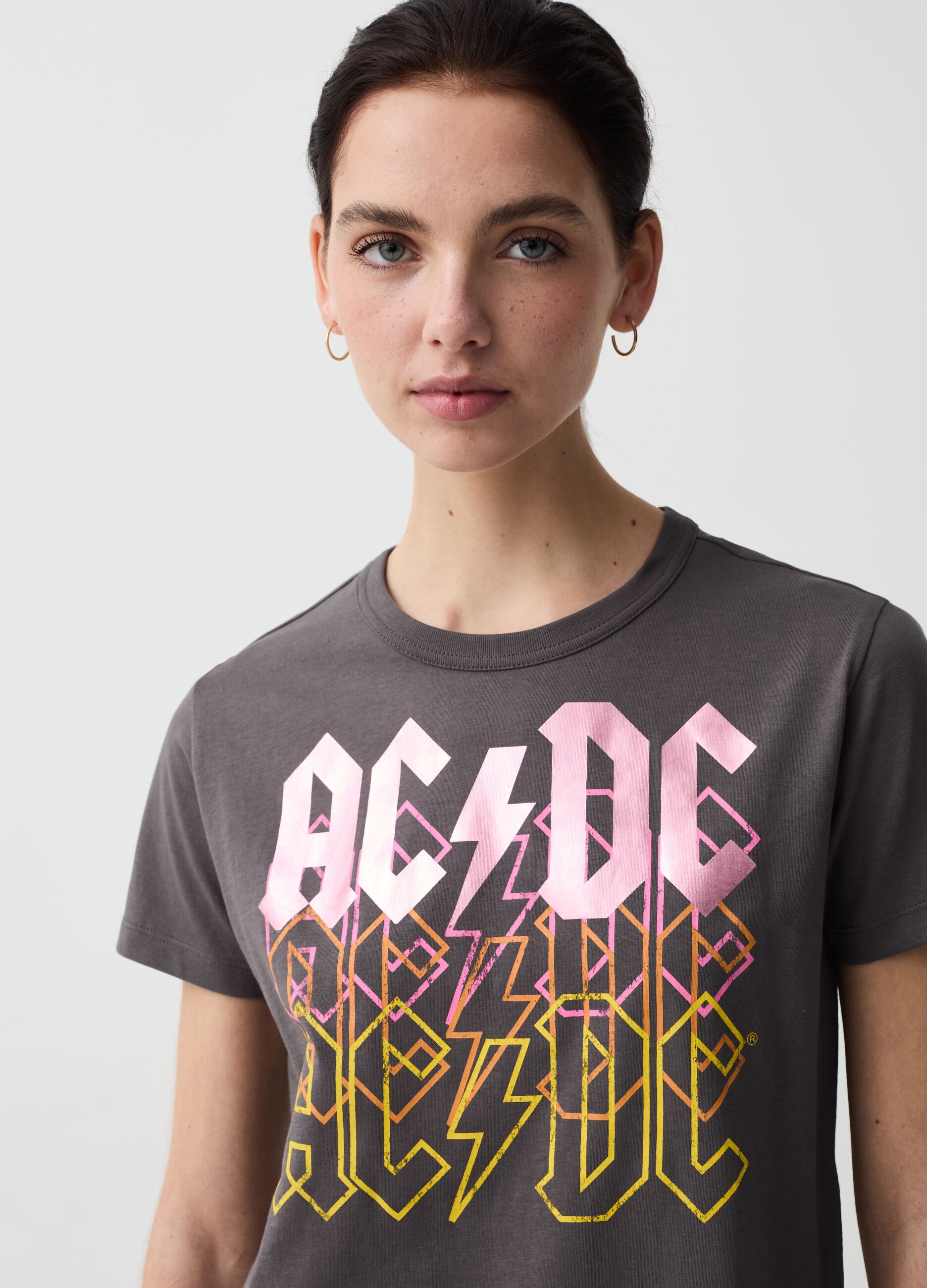 T-shirt with AC/DC foil print