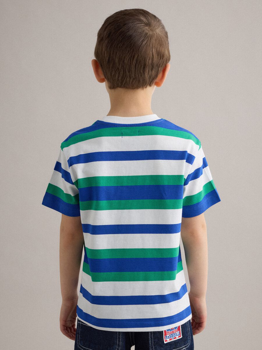 Boys&rsquo; pure cotton multicolour striped T-shirt, regular fit_2