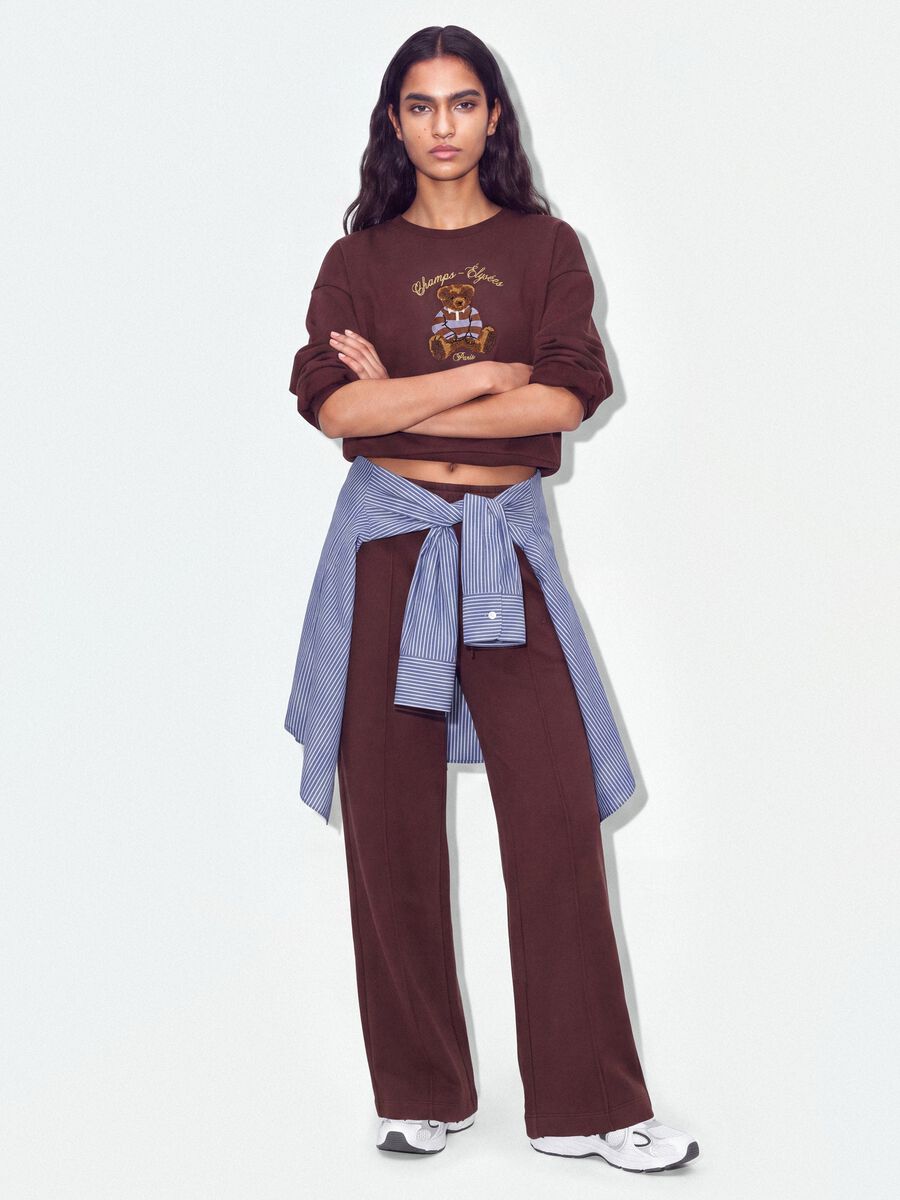 Brown cotton-blend straight-fit joggers_0