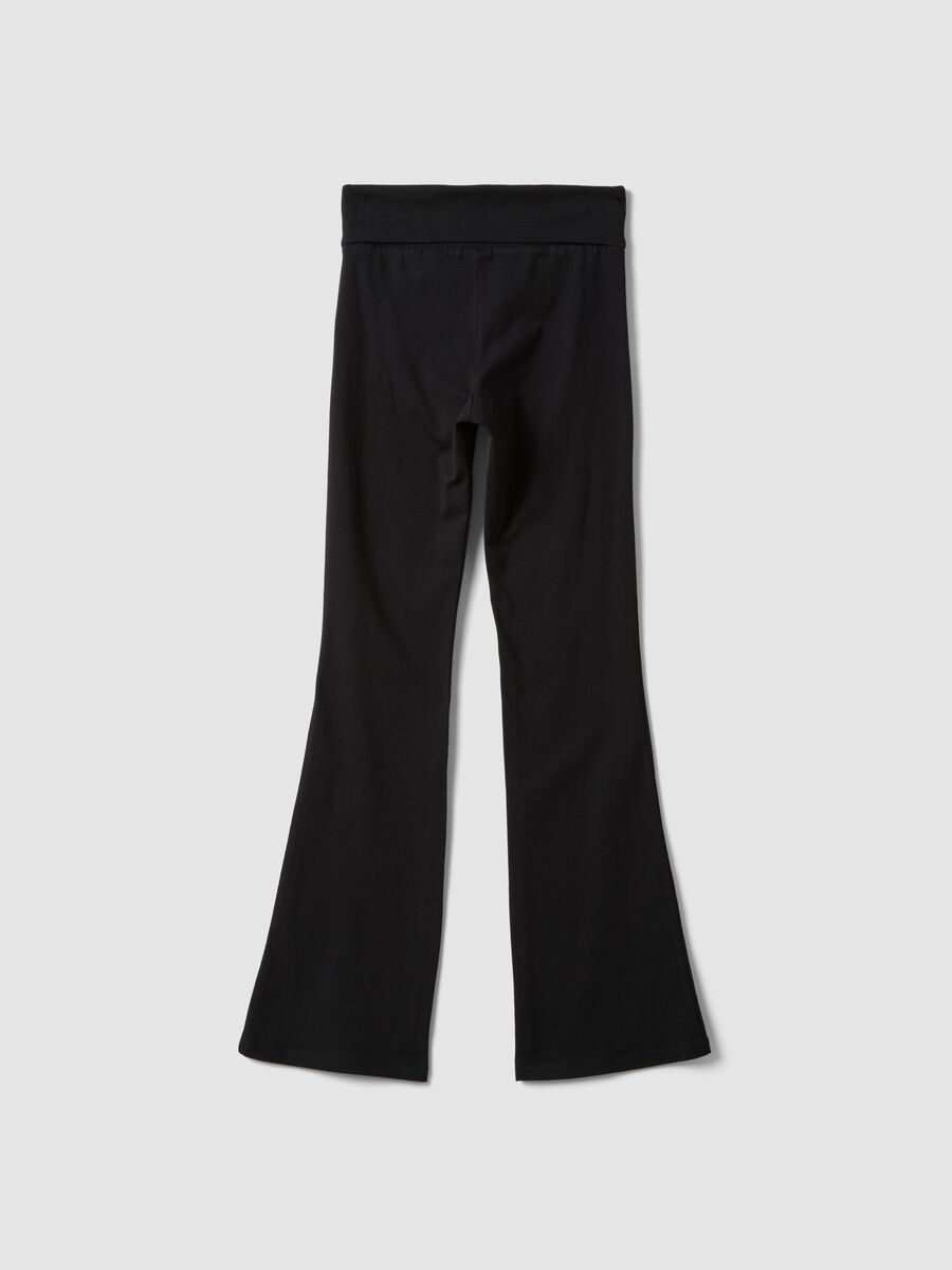 Girls&rsquo; black flared leggings in stretchy organic cotton_2