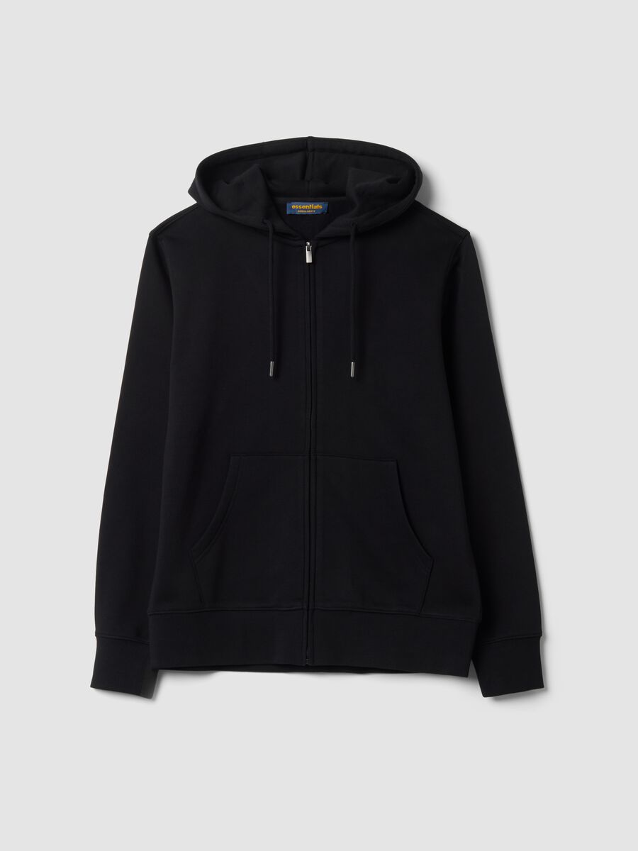 Blue cotton-blend hoodie with crew neck_0