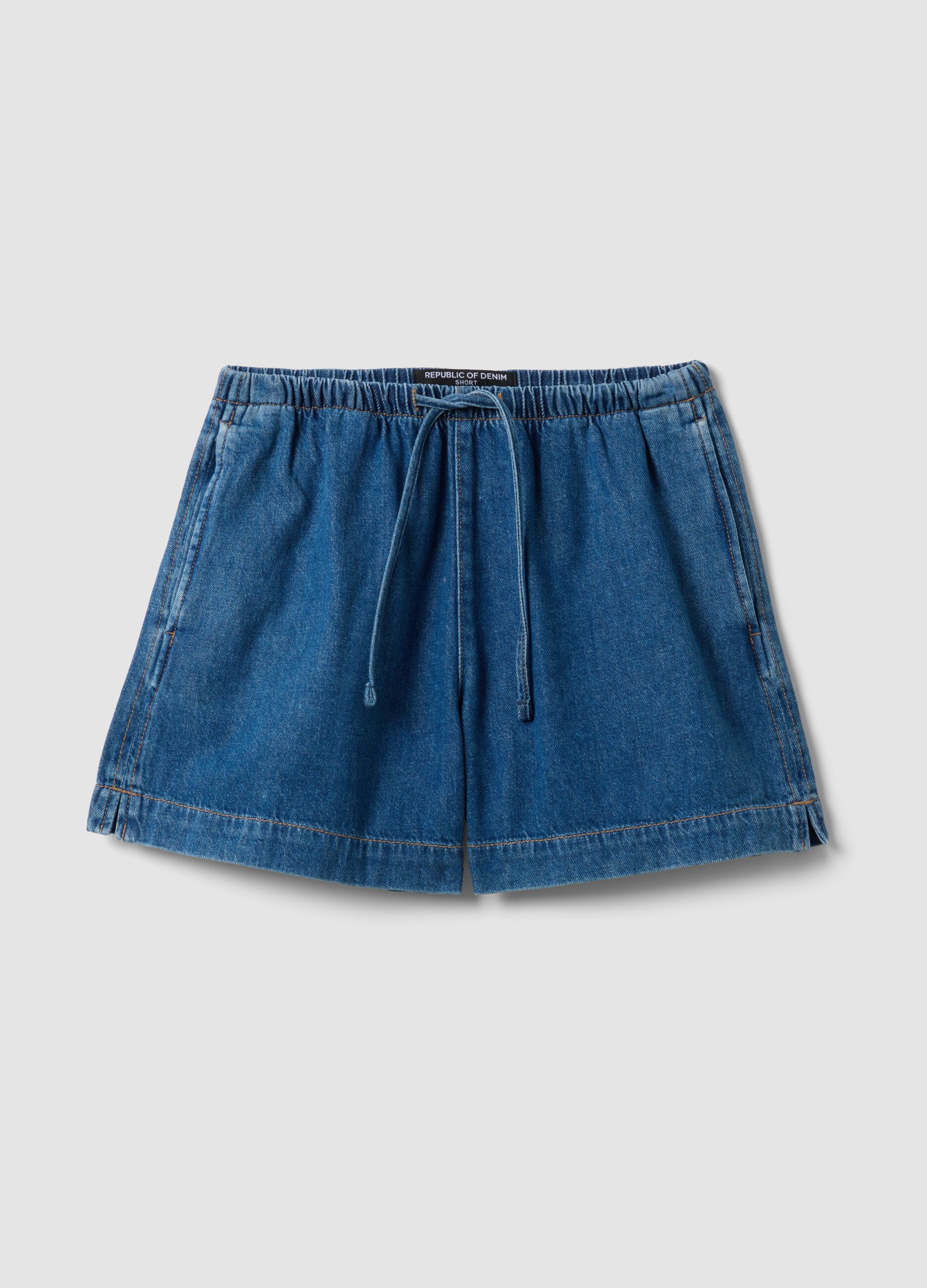 Blue pure cotton denim shorts