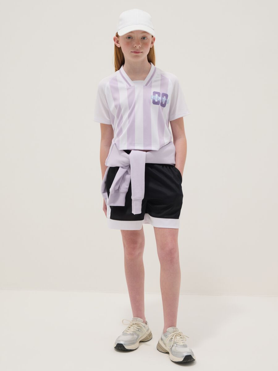 Black sporty shorts with white inserts_0