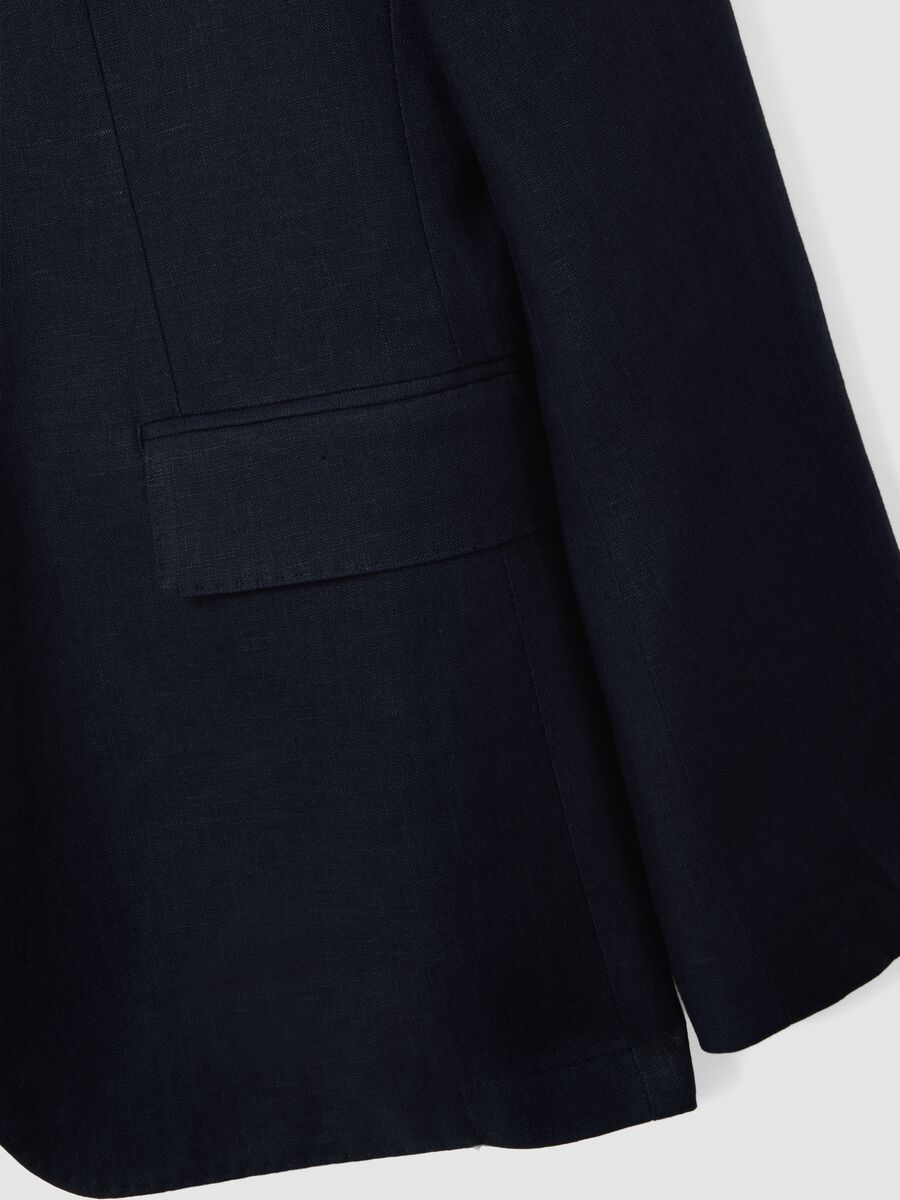 Blue Pure Linen Blazer Regular Fit_1