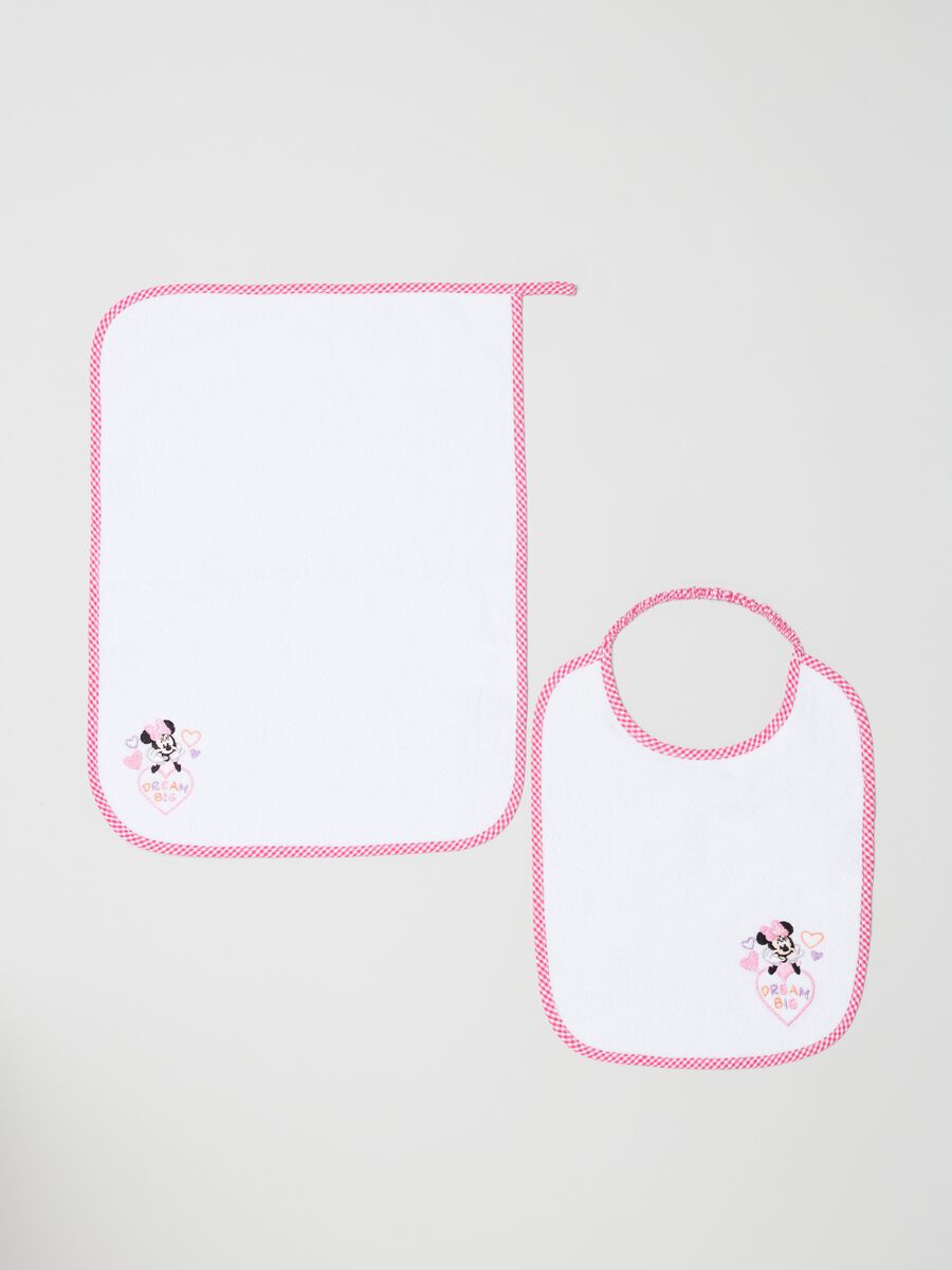 Baby bib and towel set with Minnie Mouse embroidery_2