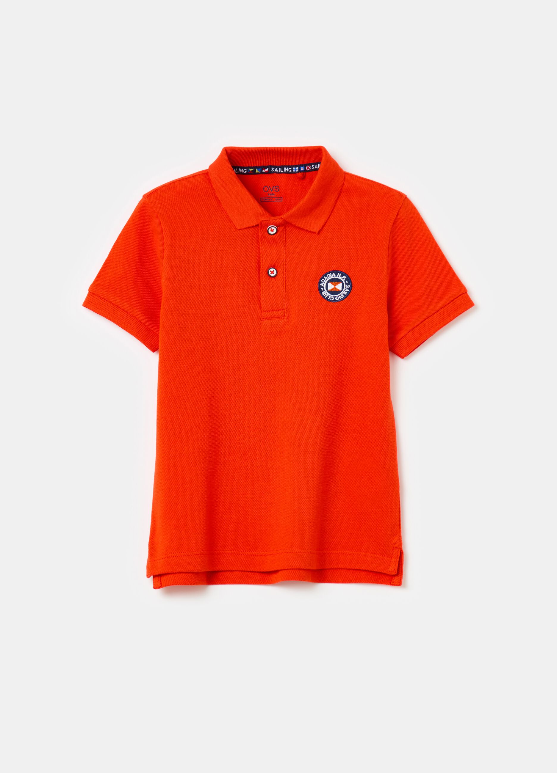 Polo shirt with nautical circle embroidery