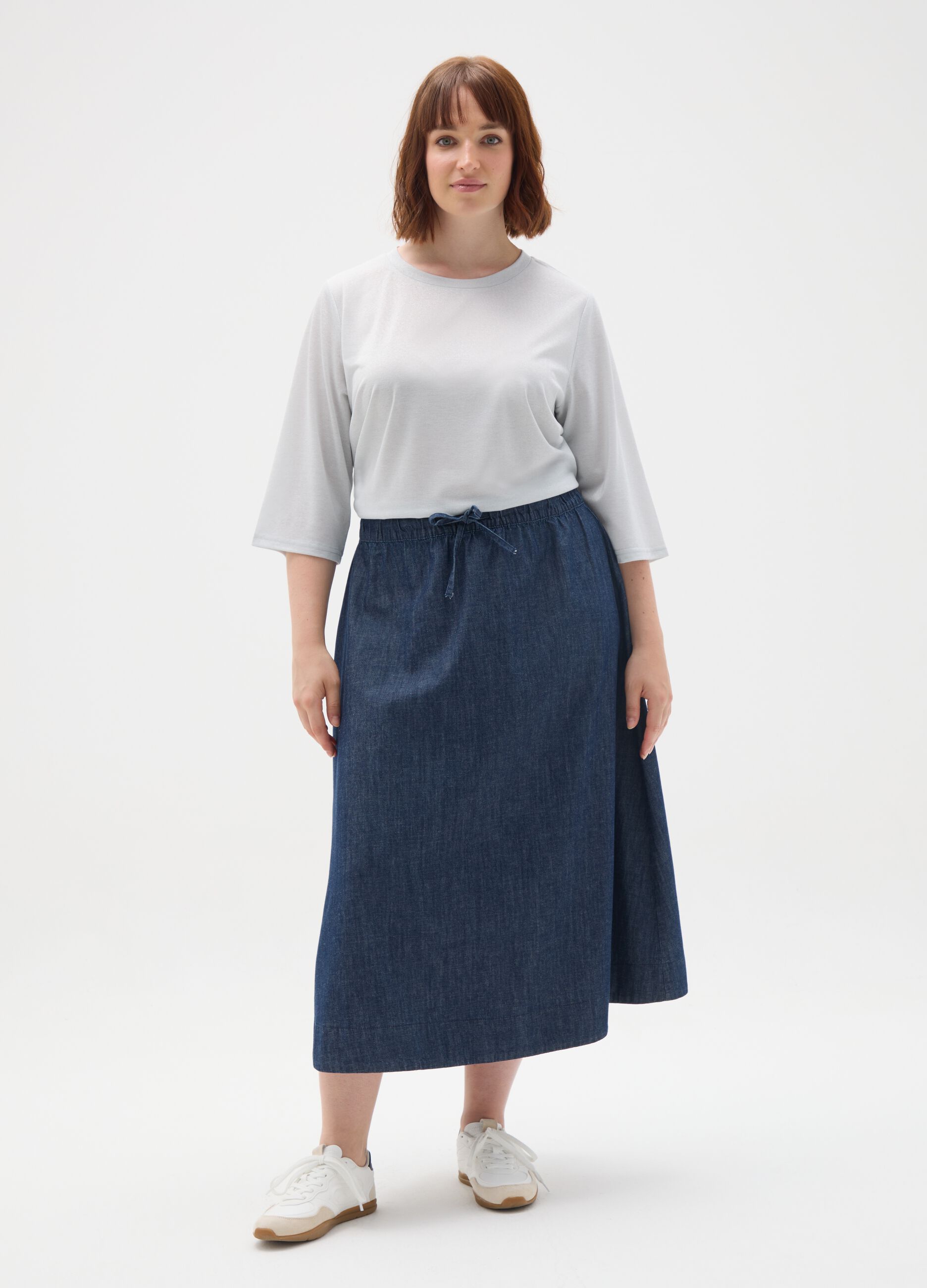 Grey stretch fabric regular fit t-shirt
