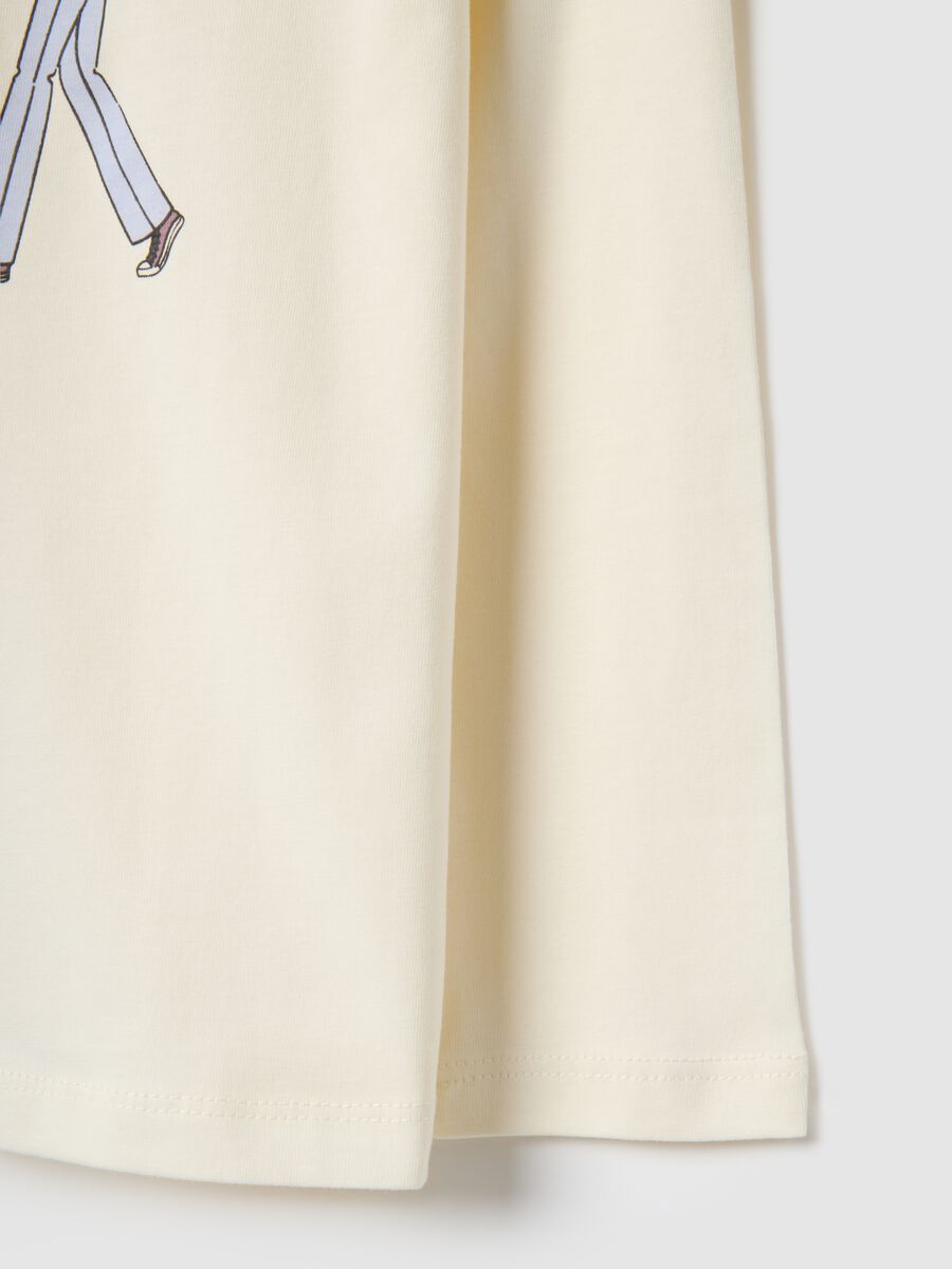 Girl's regular fit beige pure cotton t-shirt with print_3