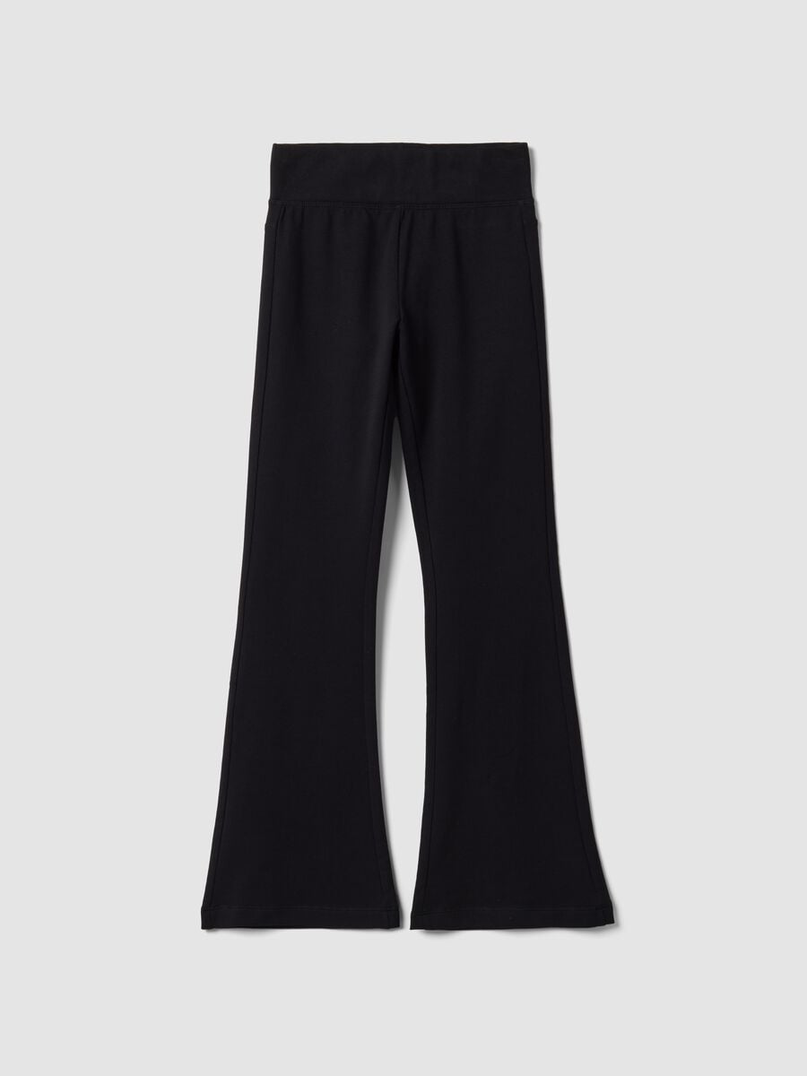 Black flared stretch organic cotton trousers for girls_3