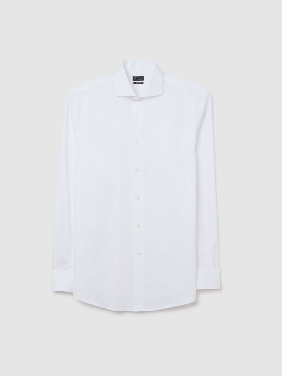 Pure cotton white shirt with French collar, regular fit_4