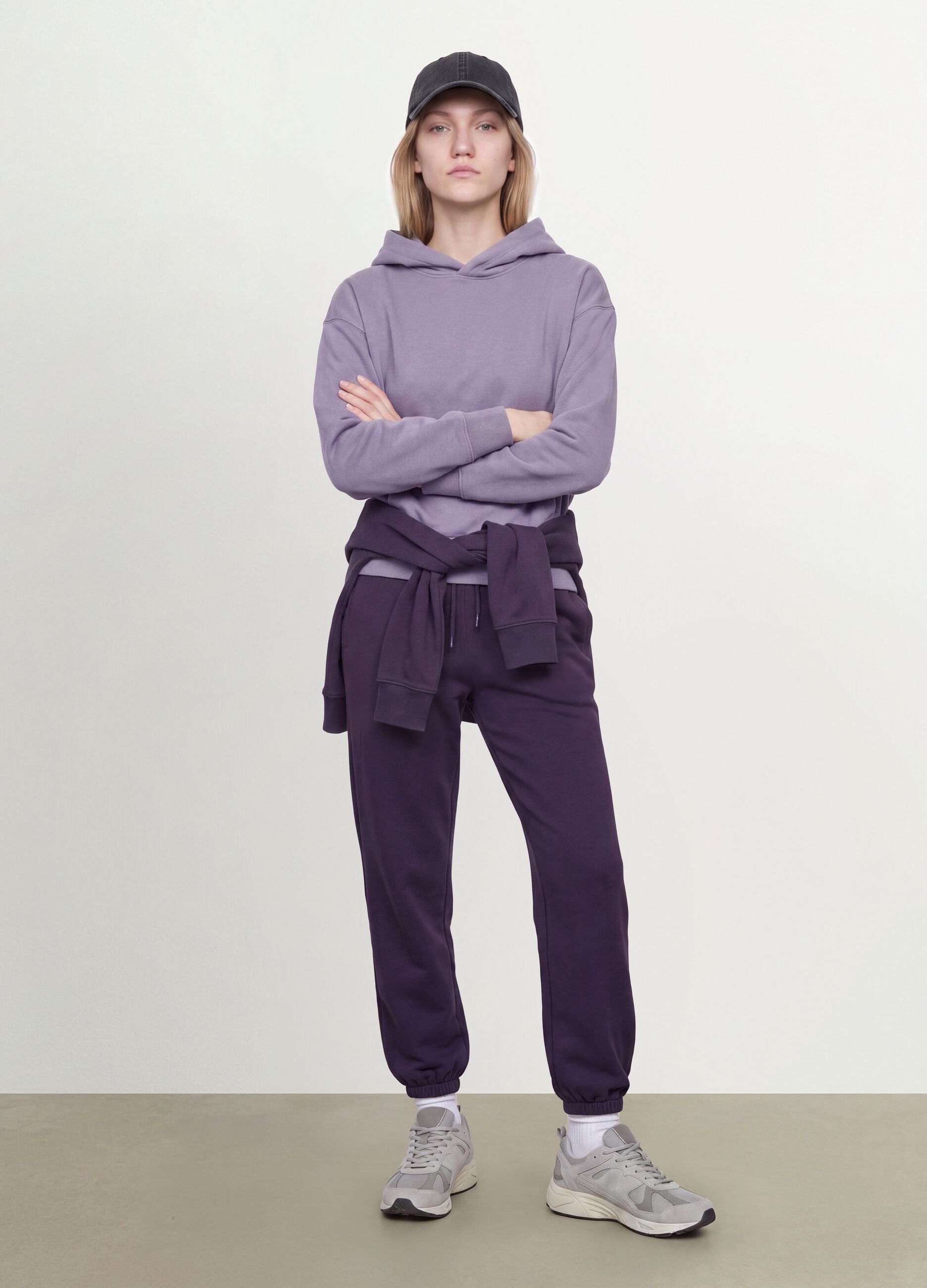 Sweatshirt com capuz roxa em mistura de algod&atilde;o, regular fit