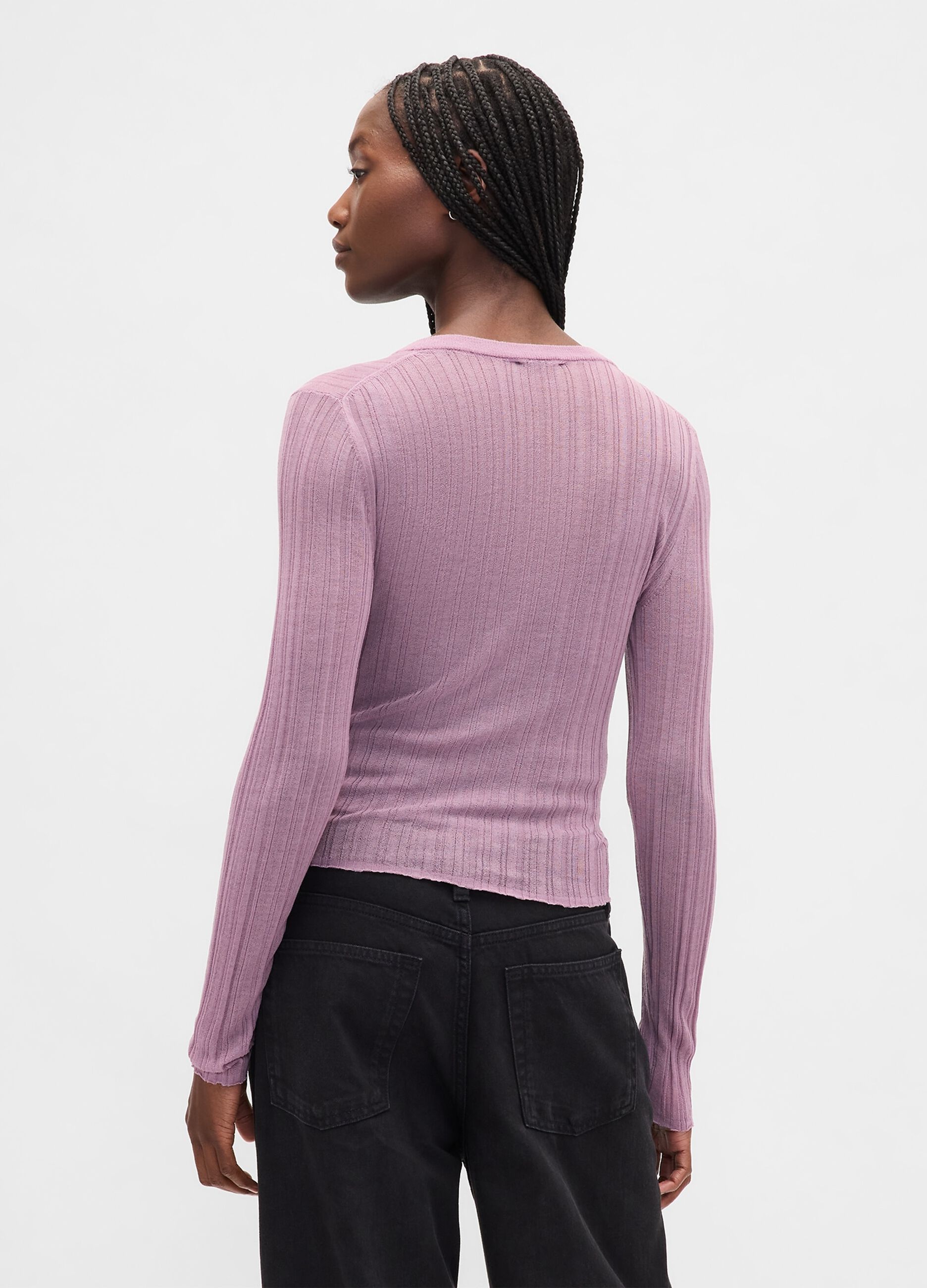 Violetter Acryl-Mischpullover
