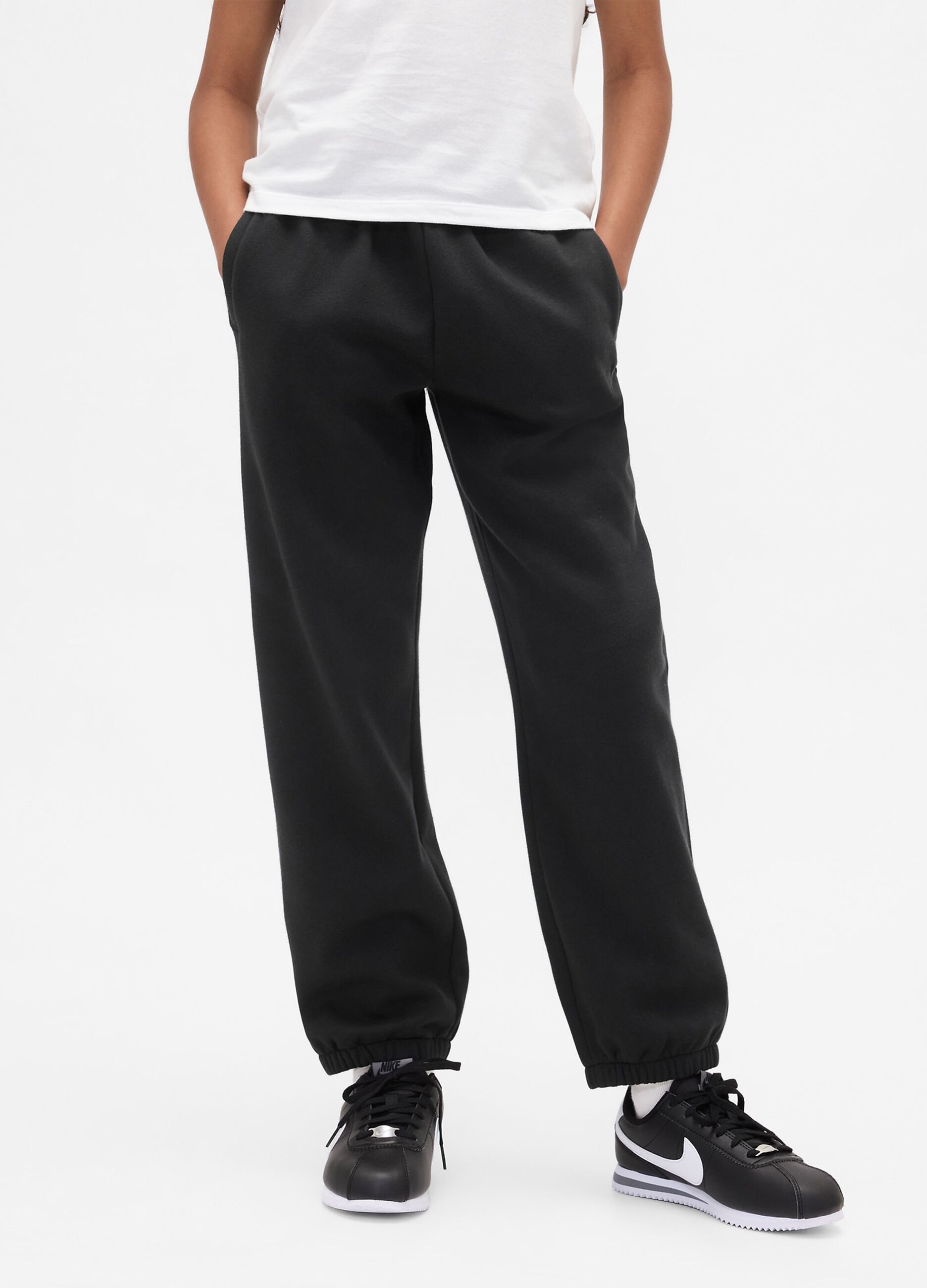 Black cotton blend trousers for girls