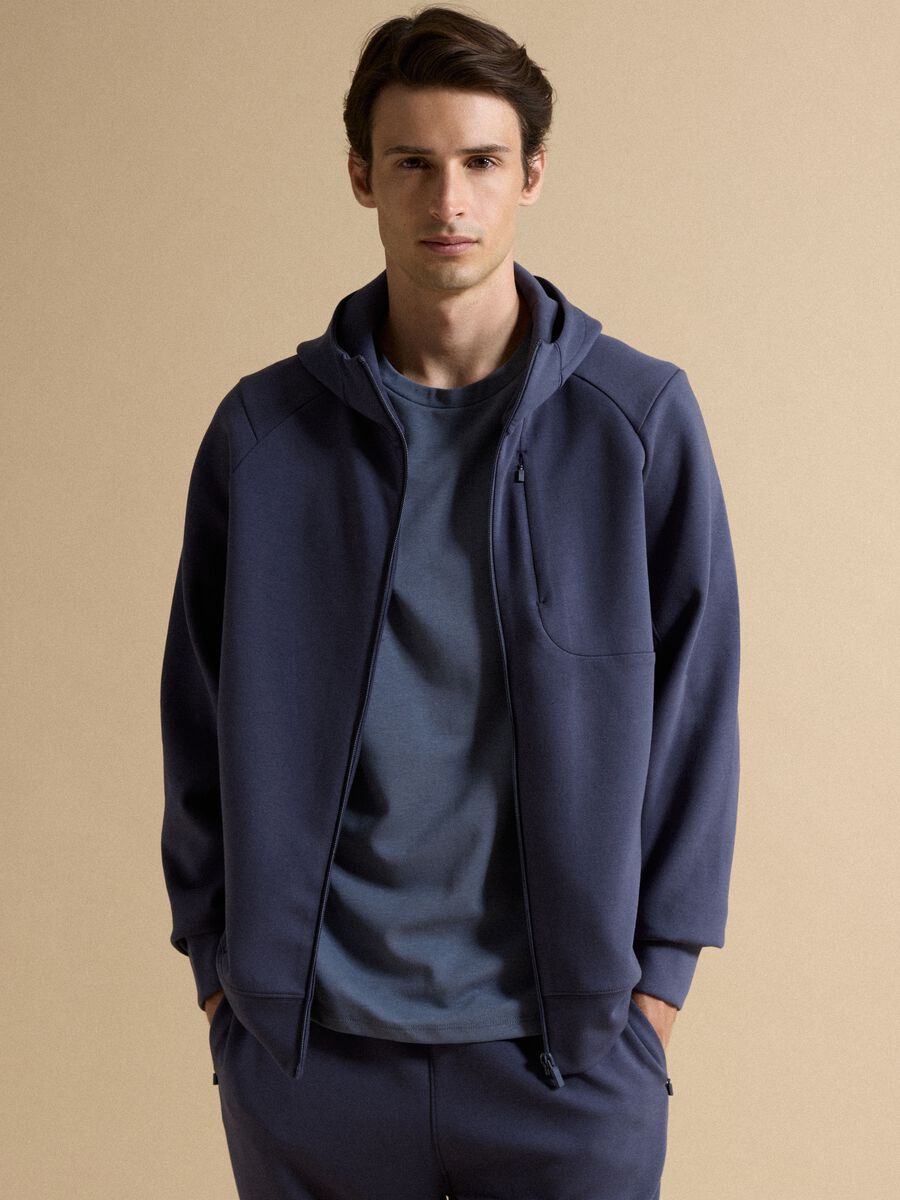 Full-zip blu traspirante in tessuto elasticizzato 2 Way Stretch_2