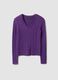 Maglia viola in puro cotone a trecce con scollo profondo a V_0