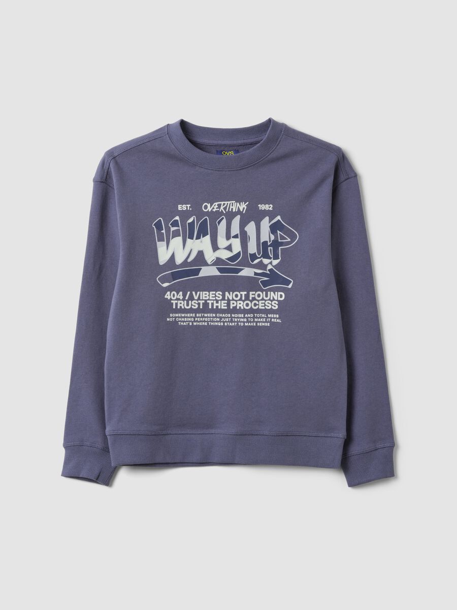 Grey pure cotton sweatshirt with front print for boys, relaxed fit_3