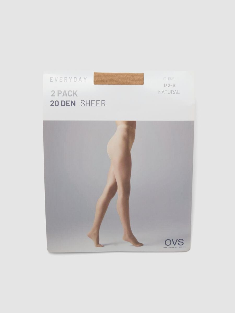Bipack di collant beige in tessuto elasticizzato velato_0