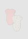 Pack of 2 multicolour organic cotton baby girl bodysuits with cute animals_2