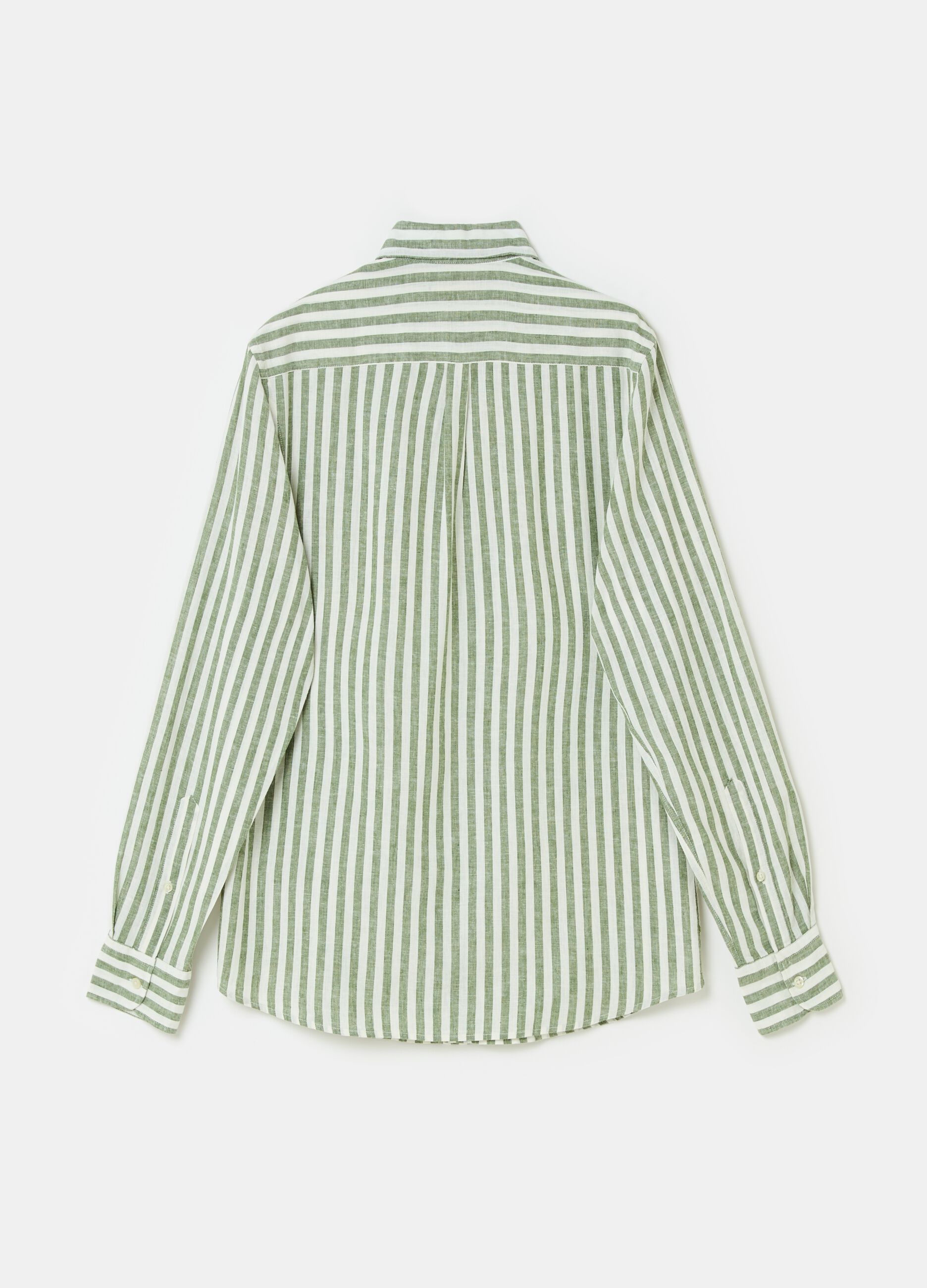 Regular-fit striped shirt in linen and cotton