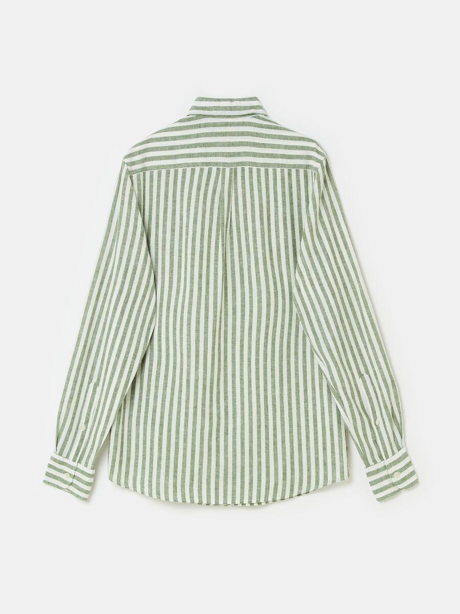 Regular-fit striped shirt in linen and cotton_4
