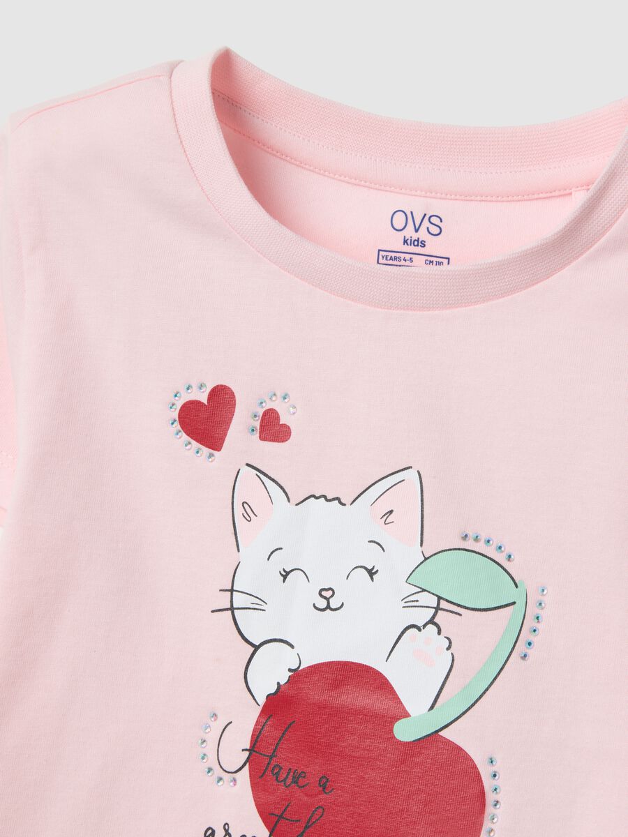 Girl's multicolour pure cotton t-shirt and shorts set, regular fit_2